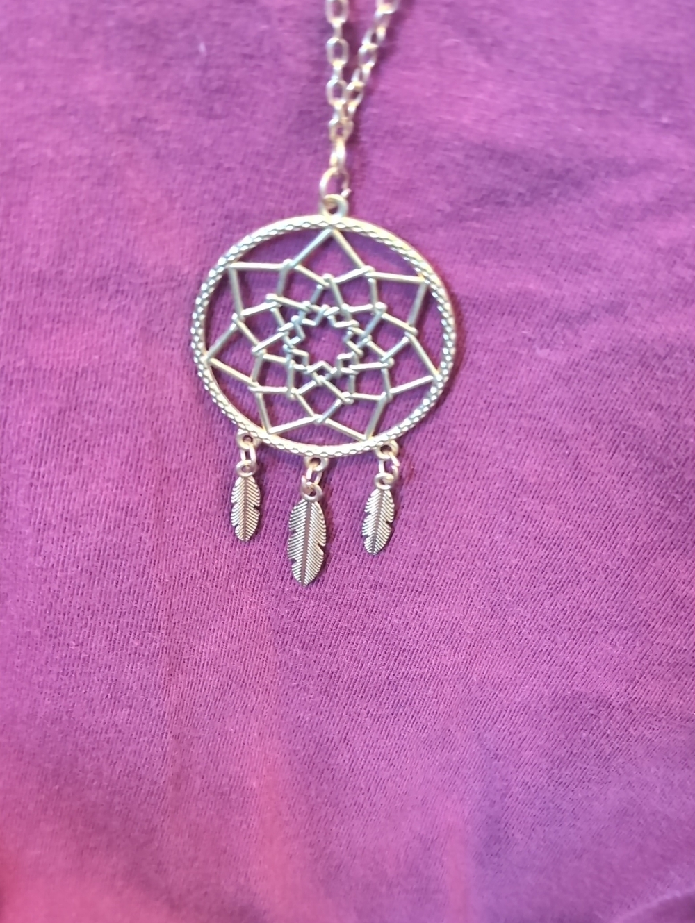 Silver Dreamcatcher Pendant Necklace - Silver